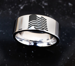 American Flag Wedding Band, American Flag ring, USA Ring, United States of American Ring, Stars and Striped Wedding Band, Military Ring.