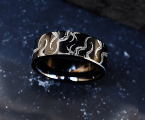 Octopus Wraparound Wedding Band, Sailor Tentacle Ring, Nautical Sailor Wedding Band, Octopus Engagement Ring,Octopus Tentacles Engraved Ring.