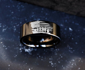 Military Wedding Band, American Band of Brothers Ring, Military Veteran Engagement Ring, Patriotic Wedding Ring, United States Military Gift.