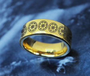 White Lotus Ring,Order of the White Lotus Wedding Band, White Lotus Flower Engagement Ring, White Lotus Engraved Jewelry,White Lotus Gift.