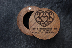 Its Dangerous To Go Alone Take This! Ring Box, Digital Pixel Heart Ring Box, Zelda Heart Wood Box Heart Style Gamer Box, Lets go Together.