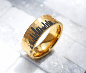New York Skyline Wedding Ring, City Skyline Wedding Band, NYC Bridge Gift, Engagement Ring, New Yorker Engagement Ring Proposal Ring.