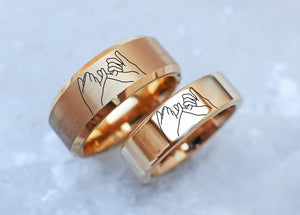 Pinky Promise Lovers Matching Ring Set, Matching Friendship Rings, Cute Couple Engagement Rings  Love Romance Promise Wedding Bands Jewelry.