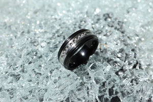 Black Diamond Wedding band, White Diamond Wedding Ring, White Sapphire Diamond Engagement Ring, Men's Wedding Band, Black Domed Ring.