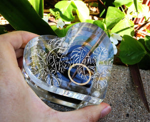 Monstera Ring Box for Wedding Ceremony Ring Bed, Engraved Ring Bearer Acrylic Box, Heart Shaped Wedding Ring Box, Clear Proposal Box.