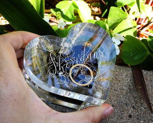 Floral Ring Box for Wedding Ceremony Ring Bed, Flower Ring Bearer Acrylic Box, Heart Shaped Wedding Ring Box, Clear Proposal Box.