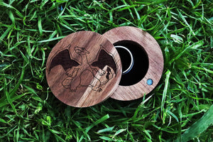  Ring Box Starter Pokemon Wedding Ring Box, Pokemon Black Walnut Wood Ring Box, Engagement Ring Box