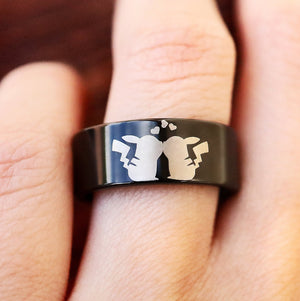  Ring Pikachu Wedding Ring, Pikachu Couple Ring, Pikachu Engraved Ring, Pokemon Man Ring.