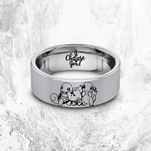  Ring Pokemon Engagement Ring, Pokemon Wedding Band, Pokemon Jewelry, Starter Pokemon Ring