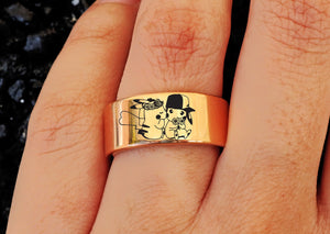  Ring Pokemon Ring, Ash and Pikachu Ring, Pokemon Engraved Ring, Pokemon Ring, Pokemon Wedding Band.