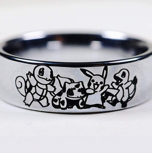  Ring Pokemon Wedding Ring, Pokemon Wedding Band, Bulbasaur, Charmander, Pikachu, Squirtle