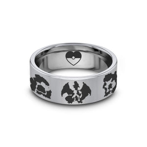  Ring Starter Pokemon Evolution Engagement Ring, Charizard, Venasaur, Blastoise Pokemon Ring